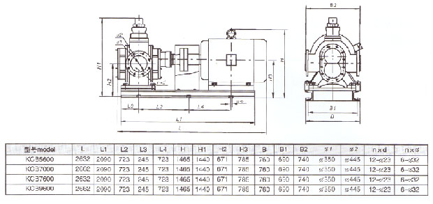 KCB型齿轮泵外形及安装尺寸